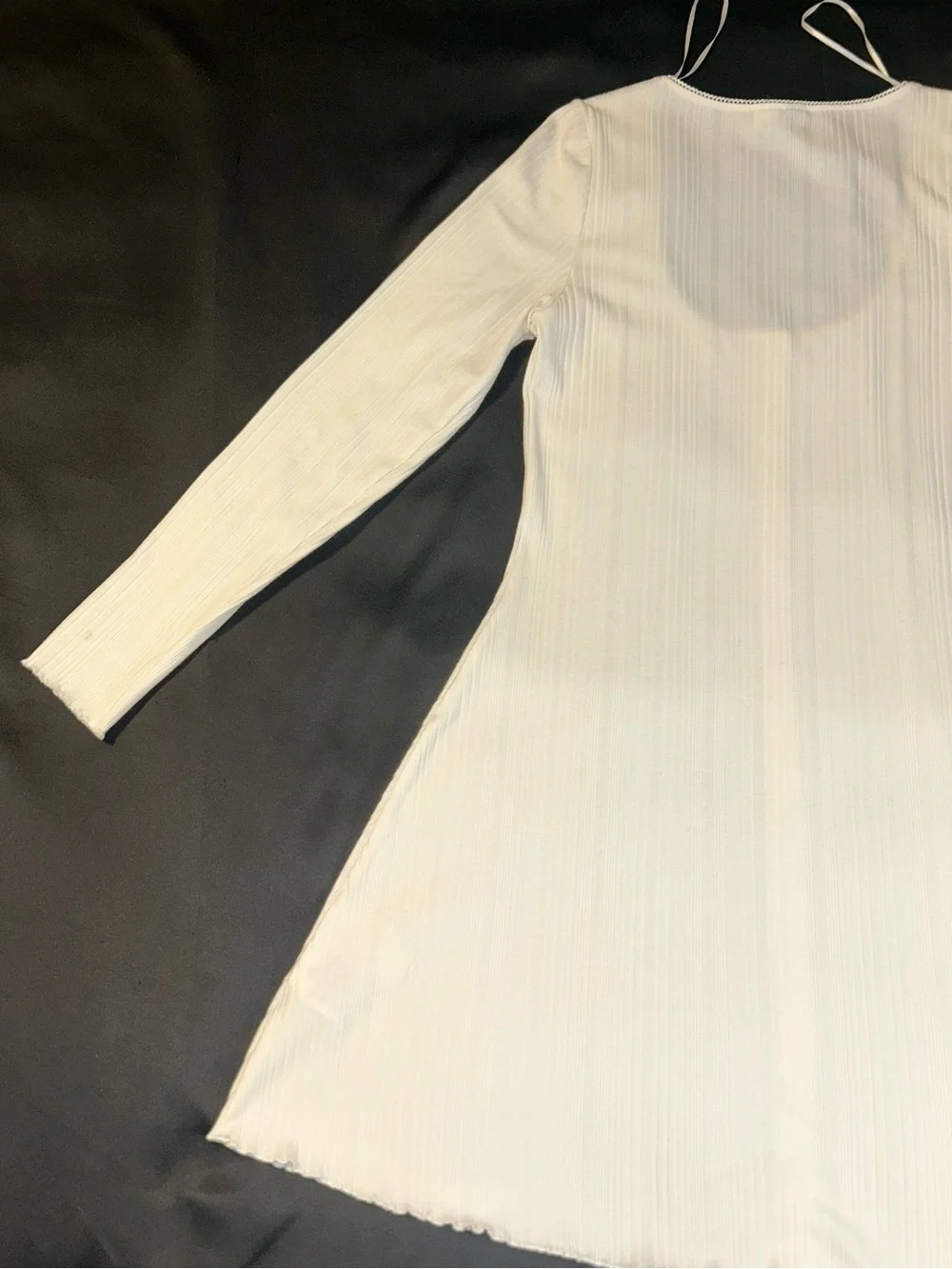 H&M Cream Ribbed Long-Sleeve Button-Front Dress